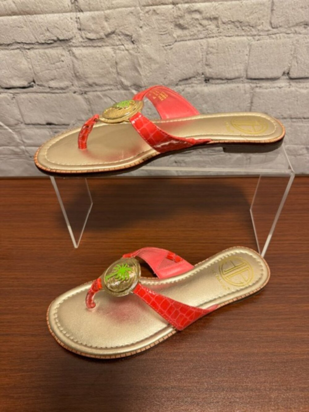 NWB Lilly Pulitzer Palmtastic Thong Sandals Daiquiri Pink Palm Medallion Sz 6